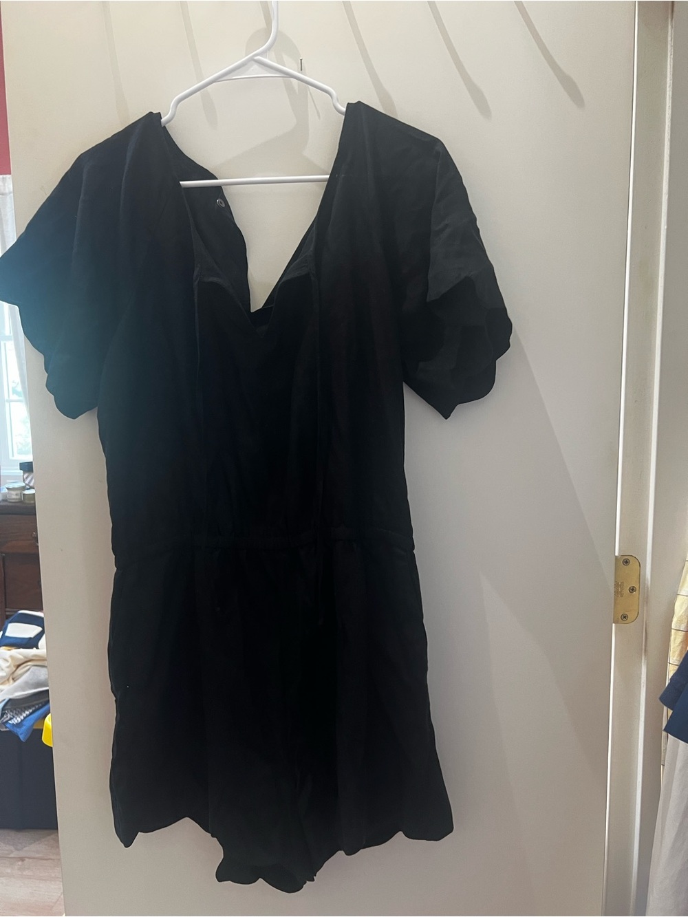 J. Crew Black Short Sleeve V-Neck Romper
